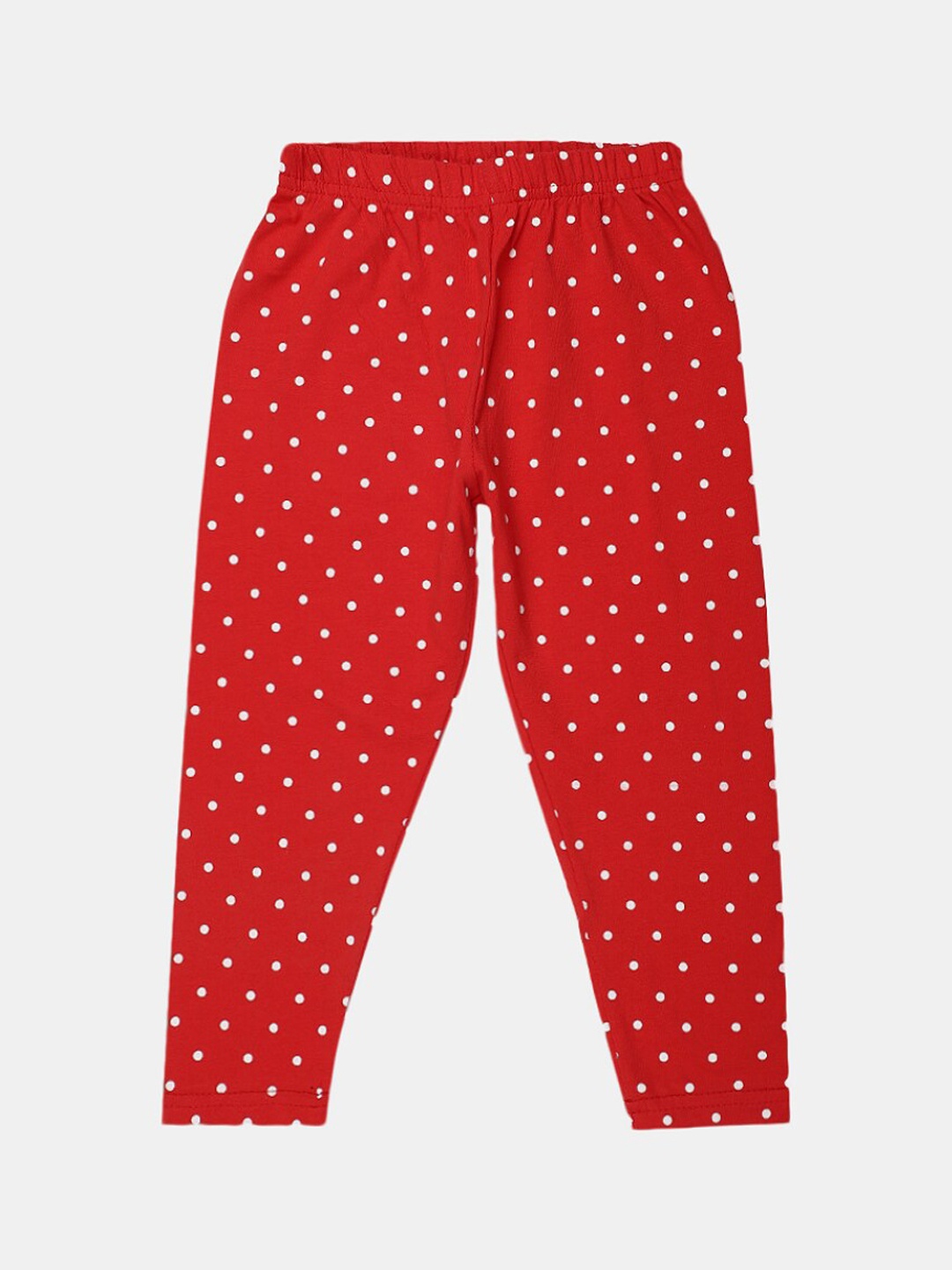 

V-Mart Girls Printed Cotton Lycra Ankle Length Legging, Red