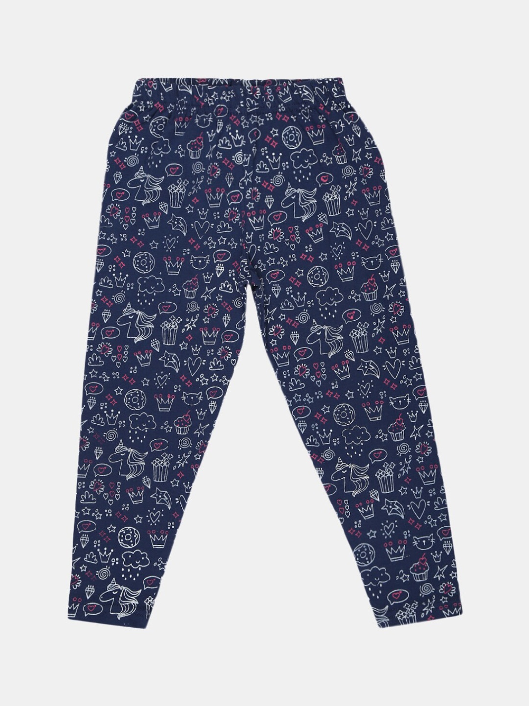 

V-Mart Girls Printed Cotton Lycra Ankle Length Legging, Navy blue