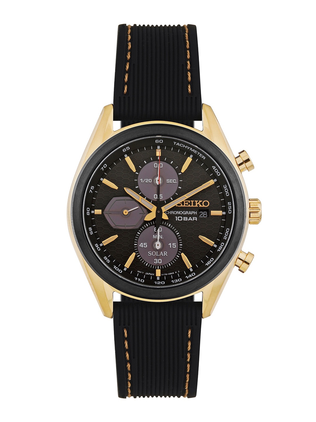 

SEIKO Men Textured Round Dial Analogue Chronograph Watch- SSC804P1, Black