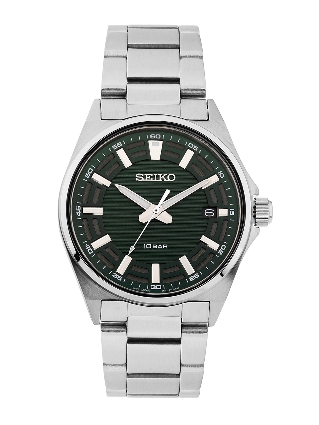 

SEIKO Men Textured Dial & Stainless Steel Bracelet Style Straps Analogue Watch- SUR503P1, Black