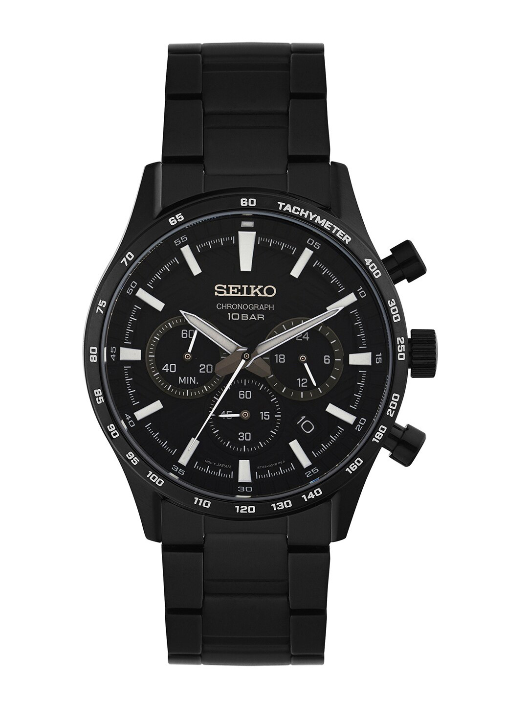 

SEIKO Men Round Dial & Bracelet Style Straps Analogue Chronograph Watch- SSB415P1, Black