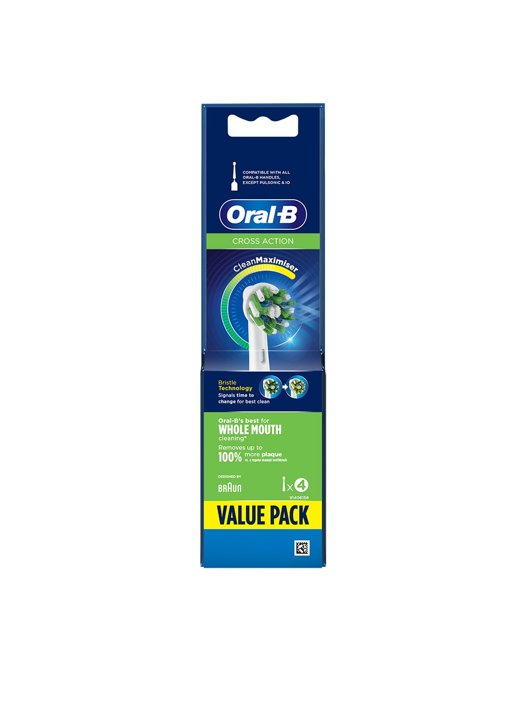 

Oral - B Set Of 4 Cross Action Replacement Toothbrush Heads For Electric Toothbrush- White