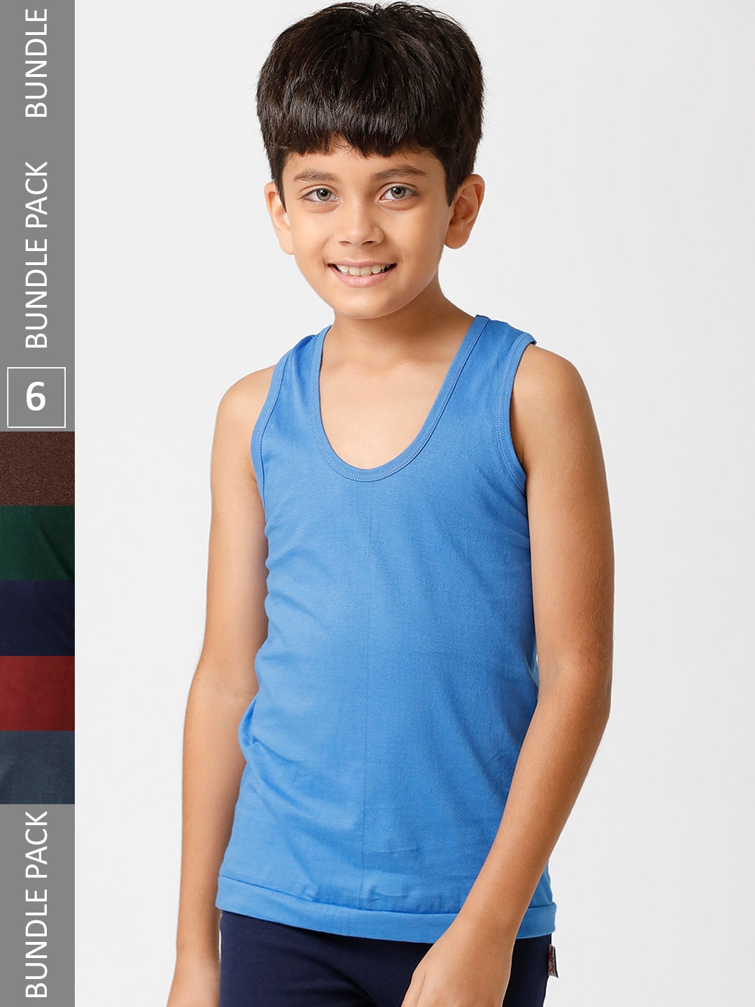 

Ramraj Boys Pack of 6 Cotton Basic Innerwear Vests, Blue