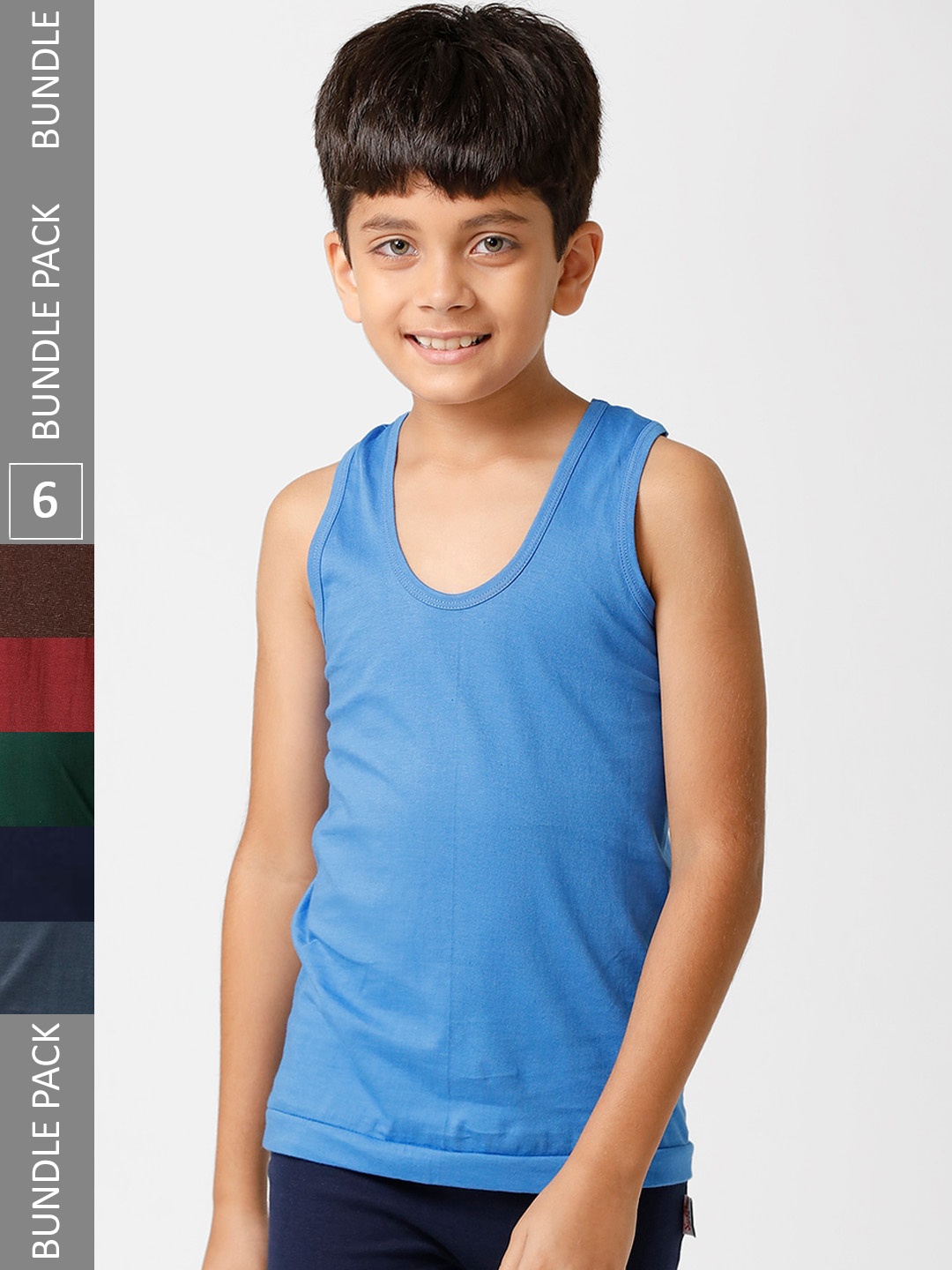 

Ramraj Boys Pack Of 6 Cotton Basic Innerwear Vests, Blue