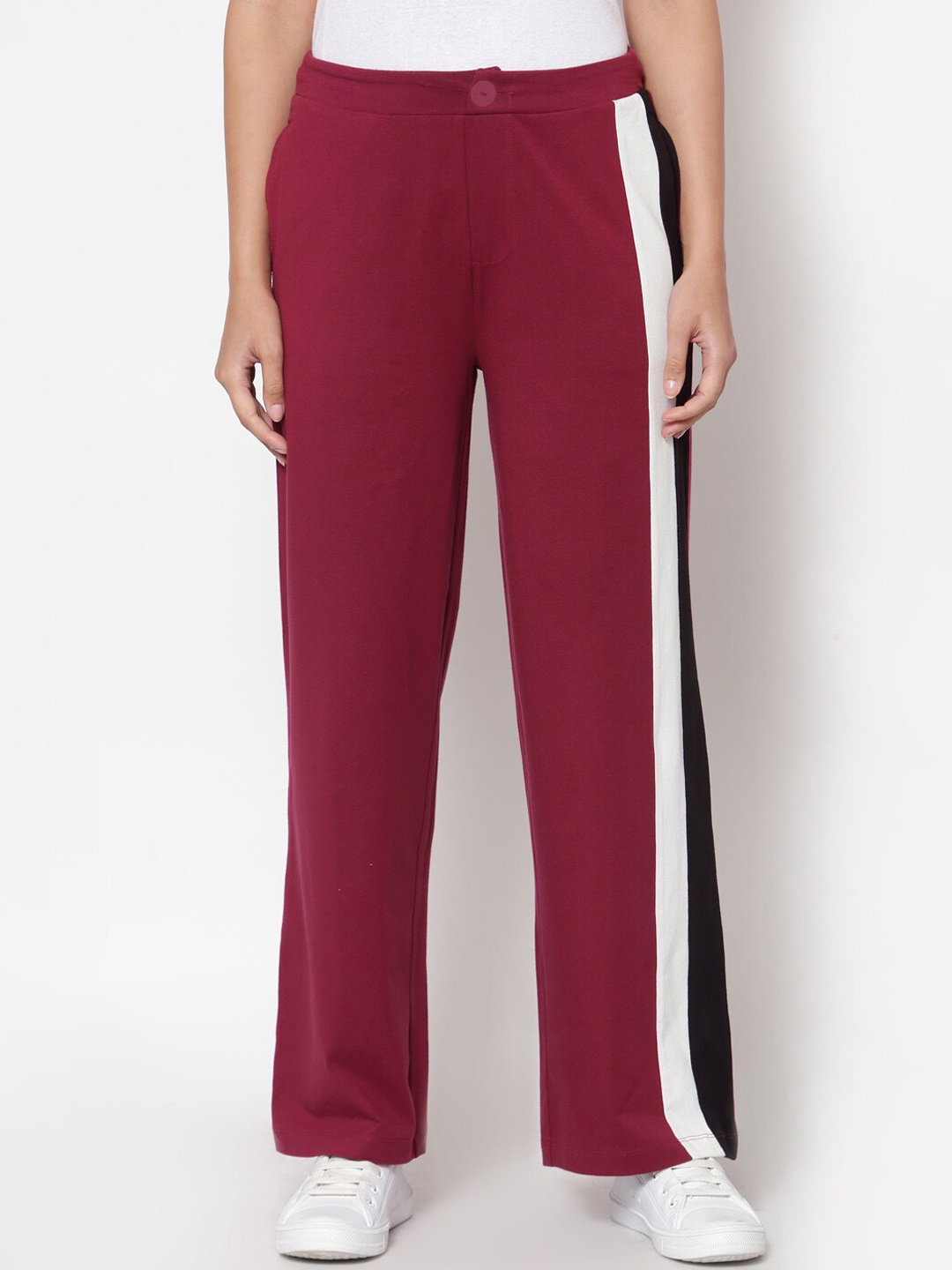 

YOONOY Women Straight-Fit Cotton Track Pants, Burgundy
