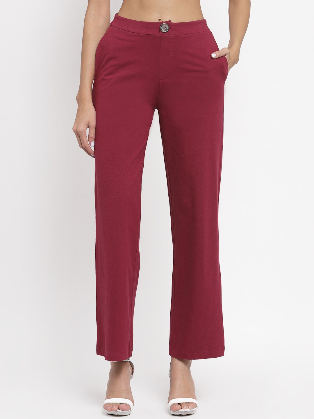 

YOONOY Women High-Rise Bootcut Trousers, Maroon