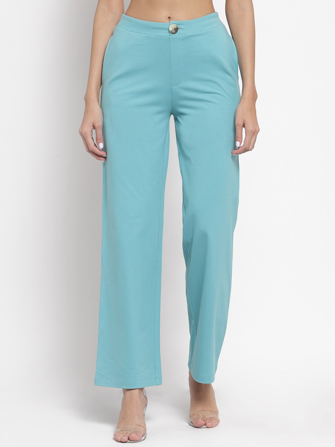 

YOONOY Women High-Rise Flared Trousers, Blue