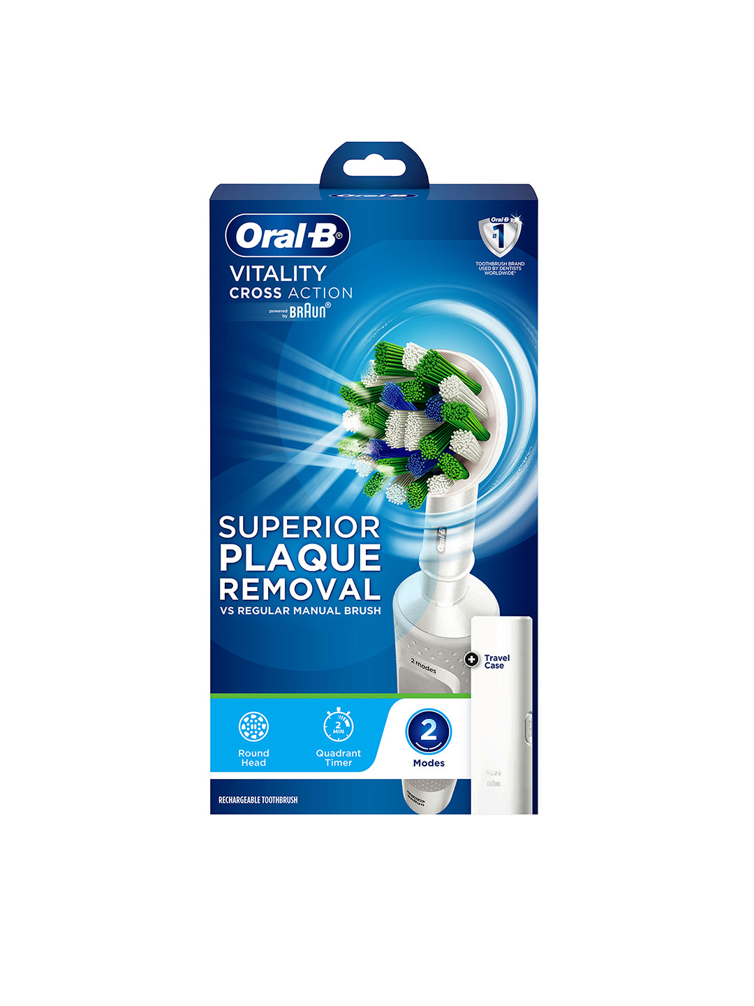 

Oral - B Vitality Criss-Cross Electric Rechargeable Toothbrush with Travel Case - White