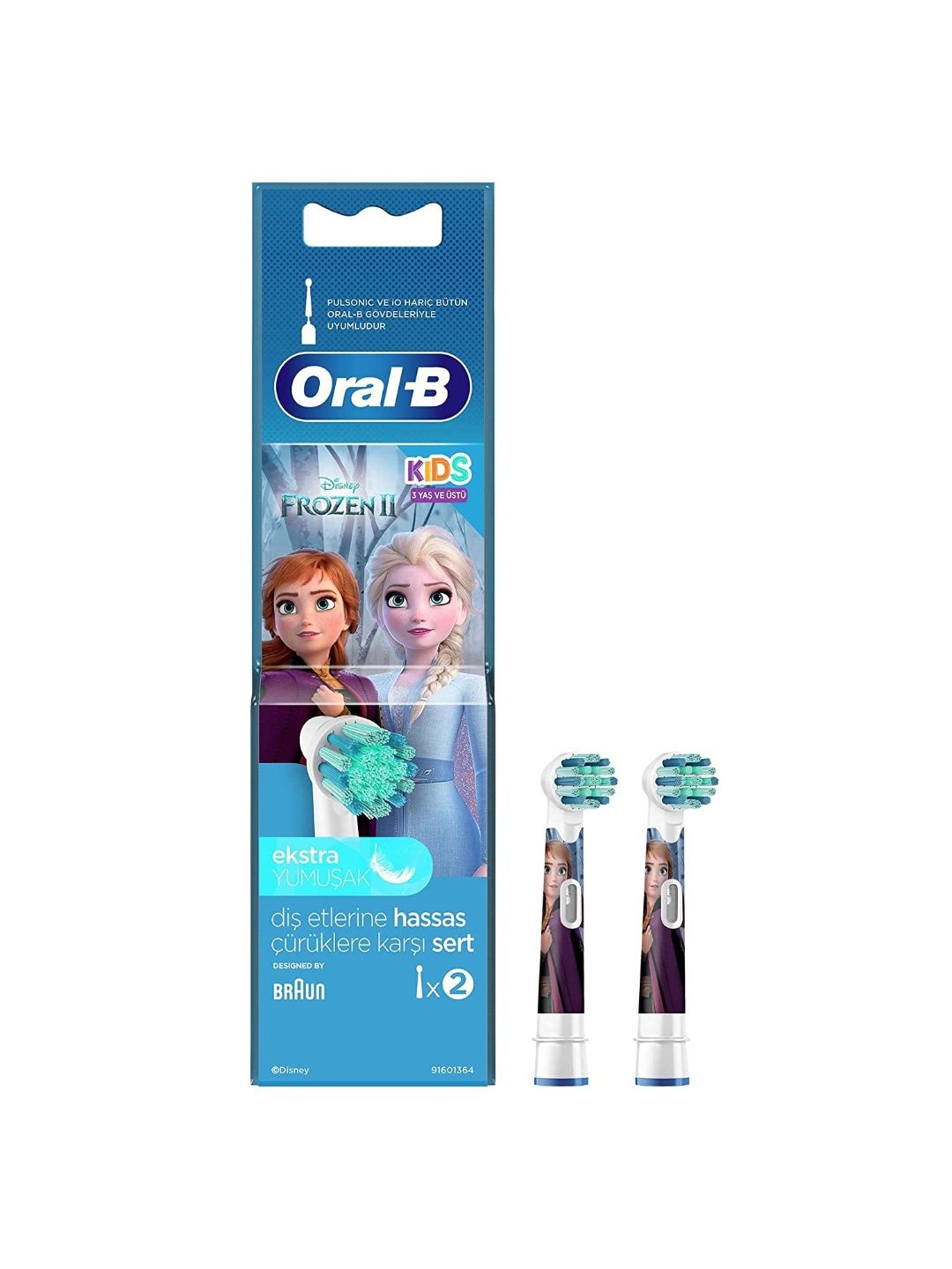 

Oral - B Kids Set of 2 Disney Frozen Electric Toothbrush Heads Replacement Refills, Blue