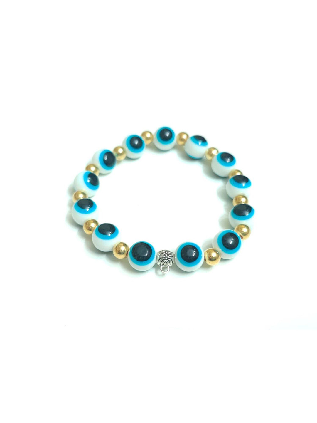 

Pinapes Gold-Plated Beaded Evil Eye Elasticated Bracelet