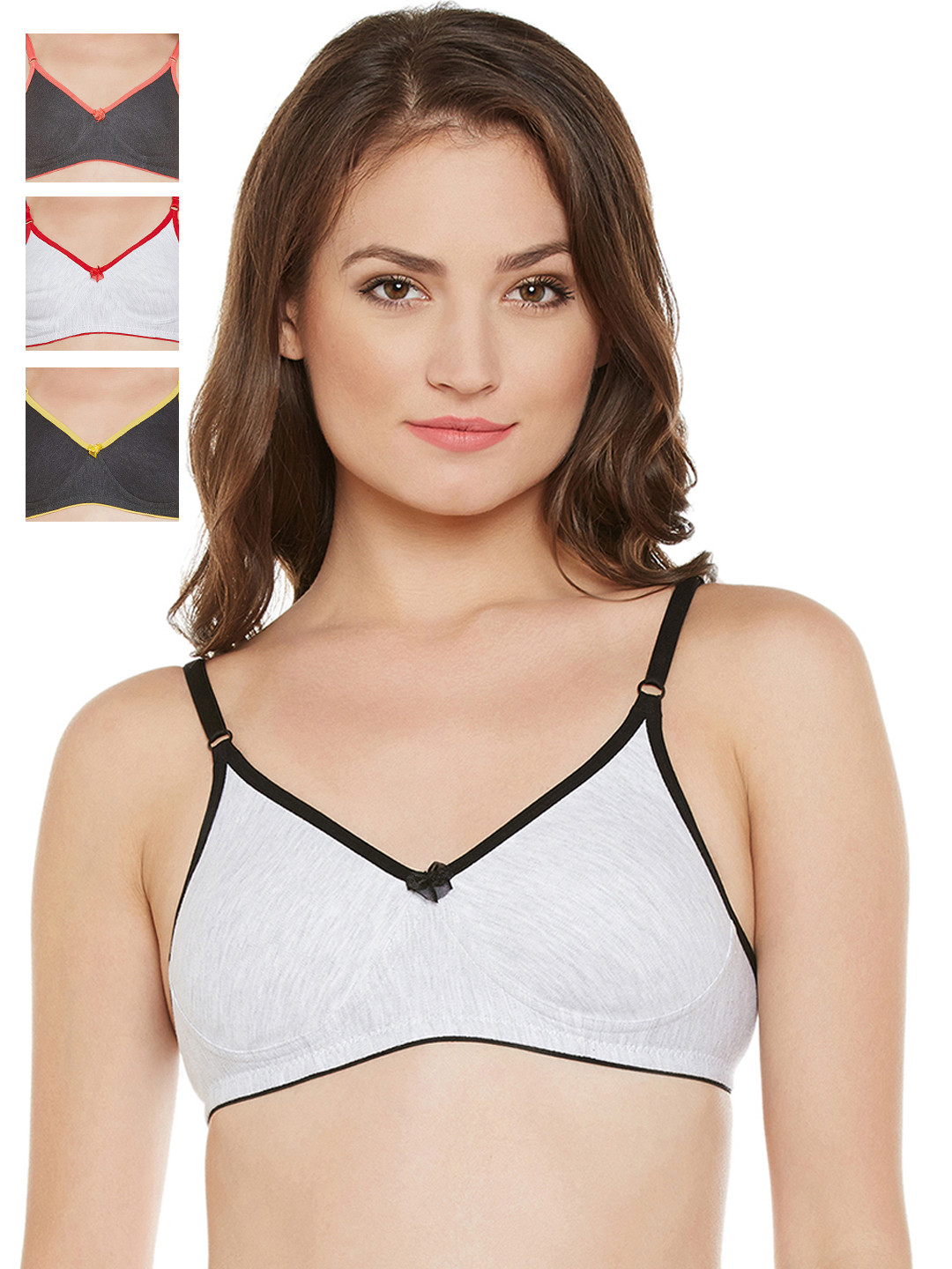 

Claura Multicoloured Solid Non-Wired Non Padded T-shirt Bra, Multi