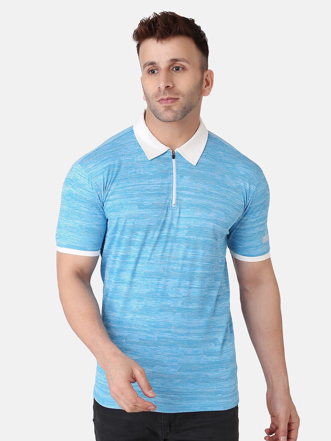 

PERFKT-U Self-Designed Polo Collar Antimicrobial T-shirt, Blue