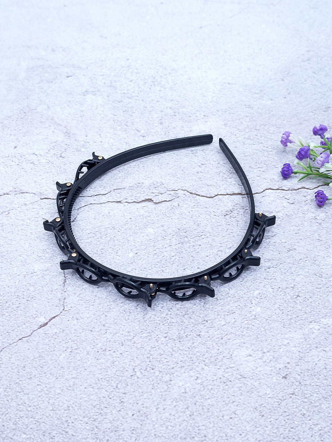 

Golden Peacock Women Embellished Hairband, Black
