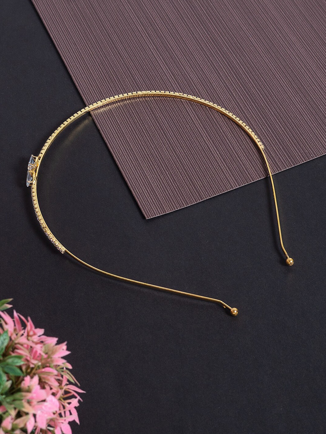 

Golden Peacock Stone Studded Hairband, Gold