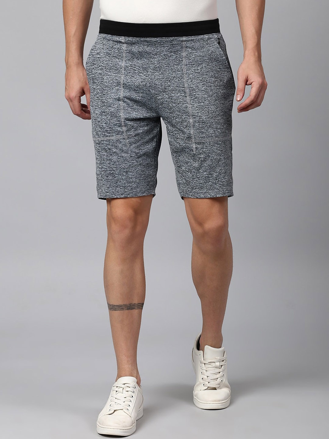 

Slowave Men Mid-Rise Above Knee Anti-microbial Regular Shorts, Grey