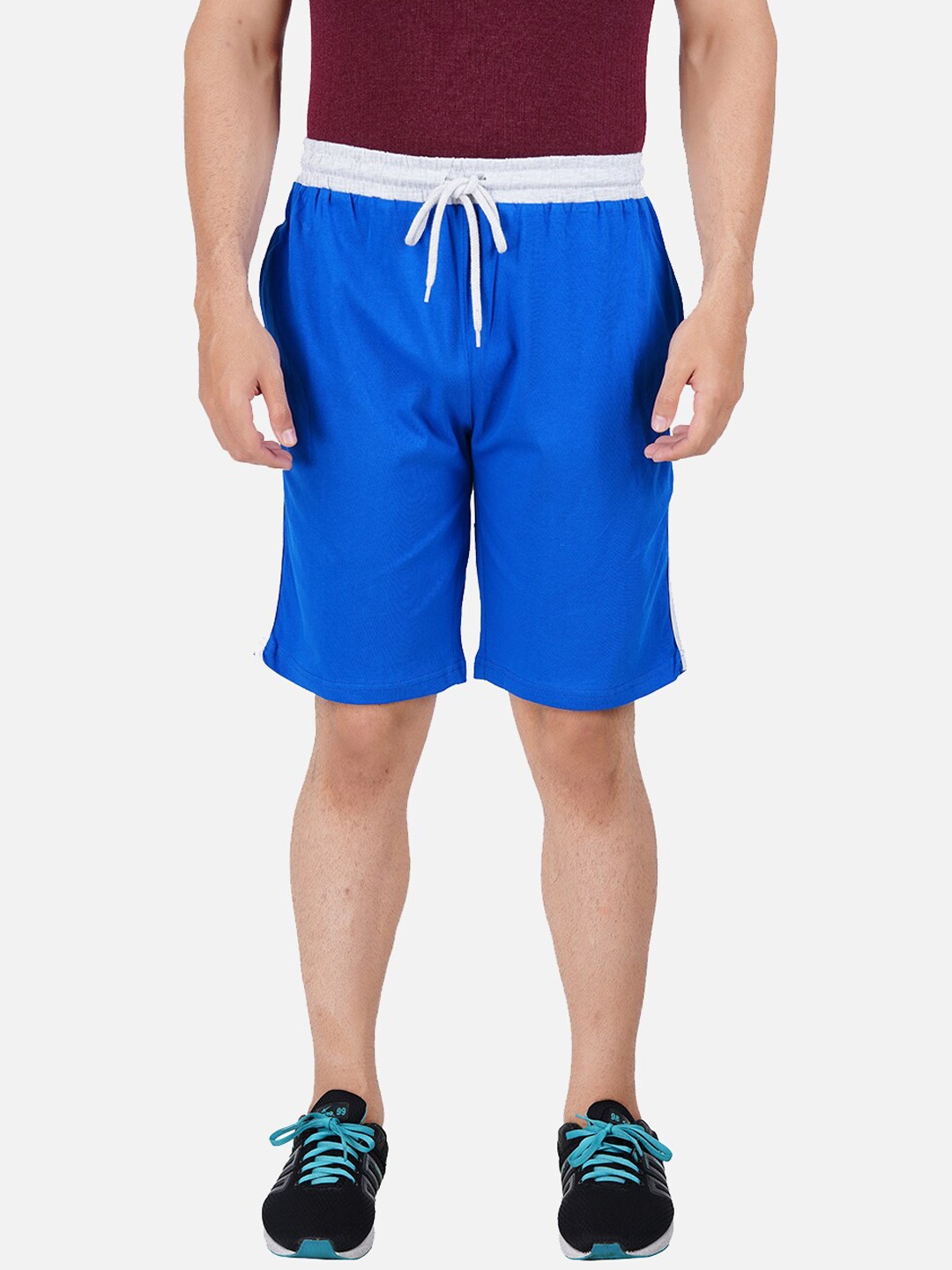 

PRIDE APPAREL Men Mid-Rise Antimicrobial Pure Cotton Shorts, Blue