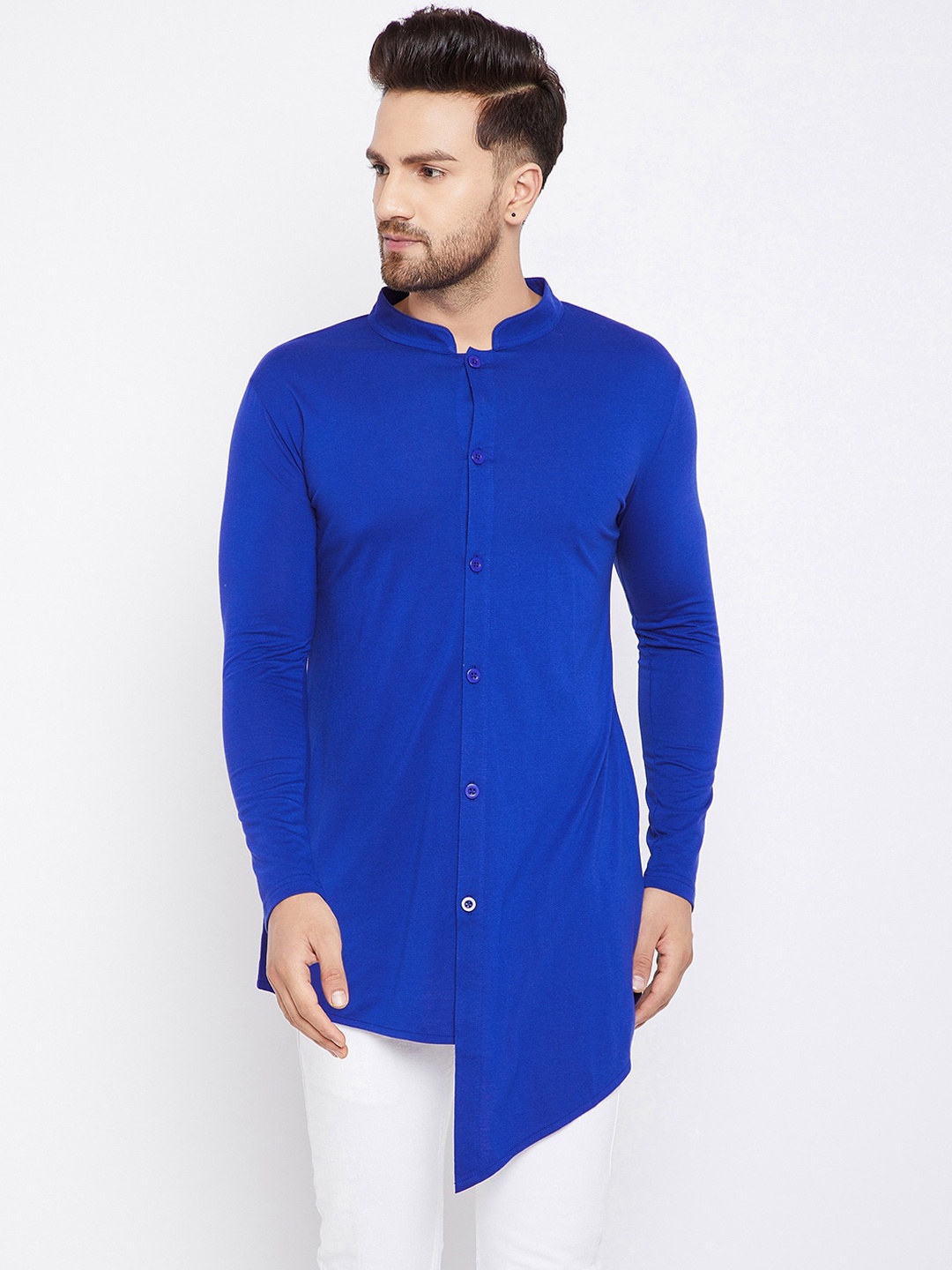 

Hypernation Asymmetric Pure Cotton Kurta, Blue