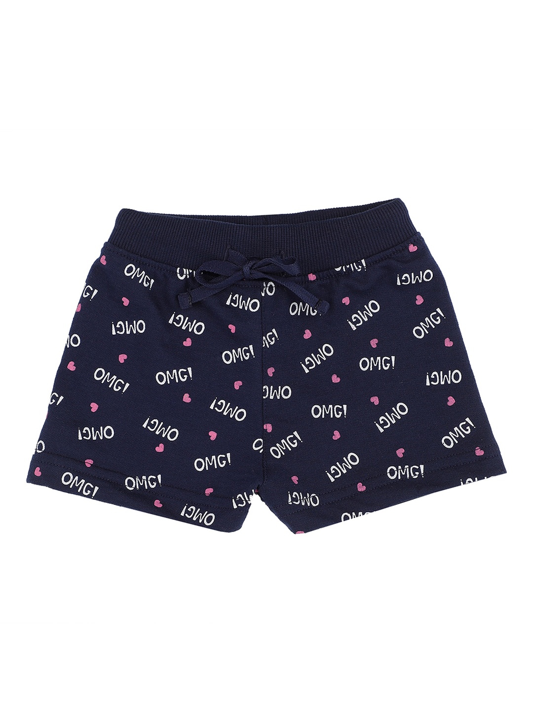 

Bodycare Kids Infant Girls Typographic Printed Mid-Rise Cotton Shorts, Navy blue