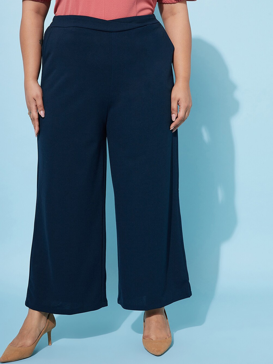 

Athena Ample Women Plus Size Smart Flared High-Rise Parallel Trousers, Teal