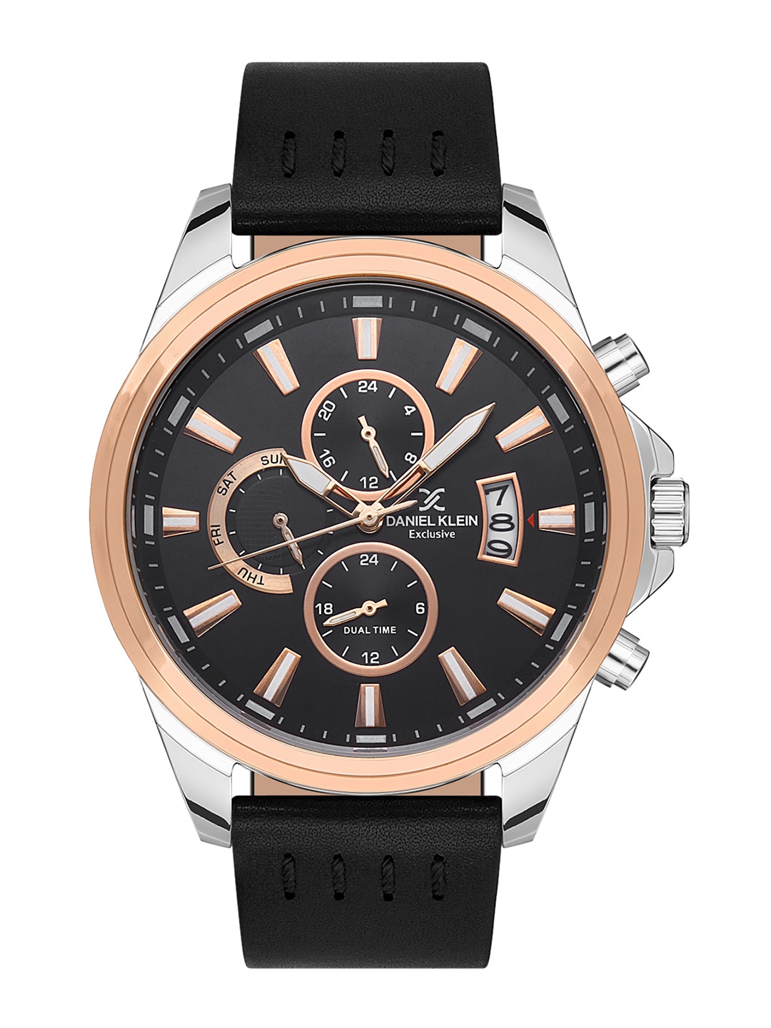 

Daniel Klein Men Dial & Leather Straps Analogue Multi Function Watch DK 1 13388-4, Black