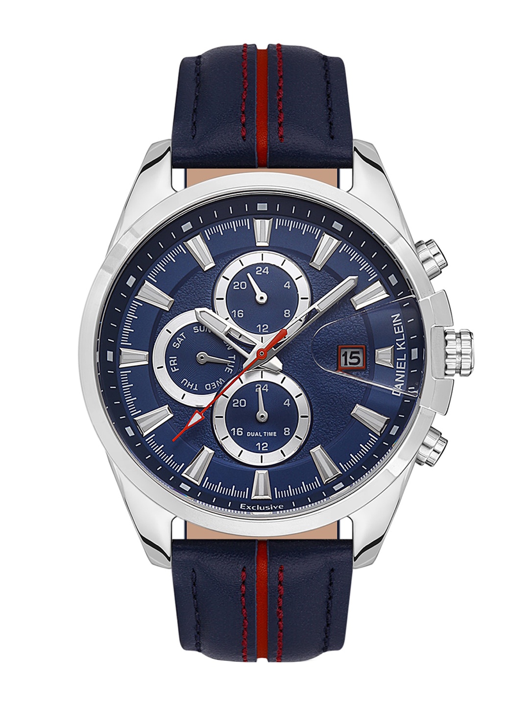 

Daniel Klein Men Leather Straps Analogue Multi Function Watch DK 1 13407-2, Blue