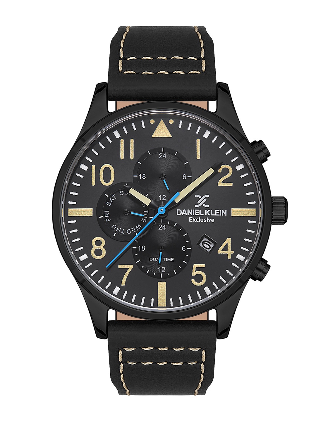 

Daniel Klein Men Leather Straps Analogue Multi Function Watch DK.1.13389-5, Black