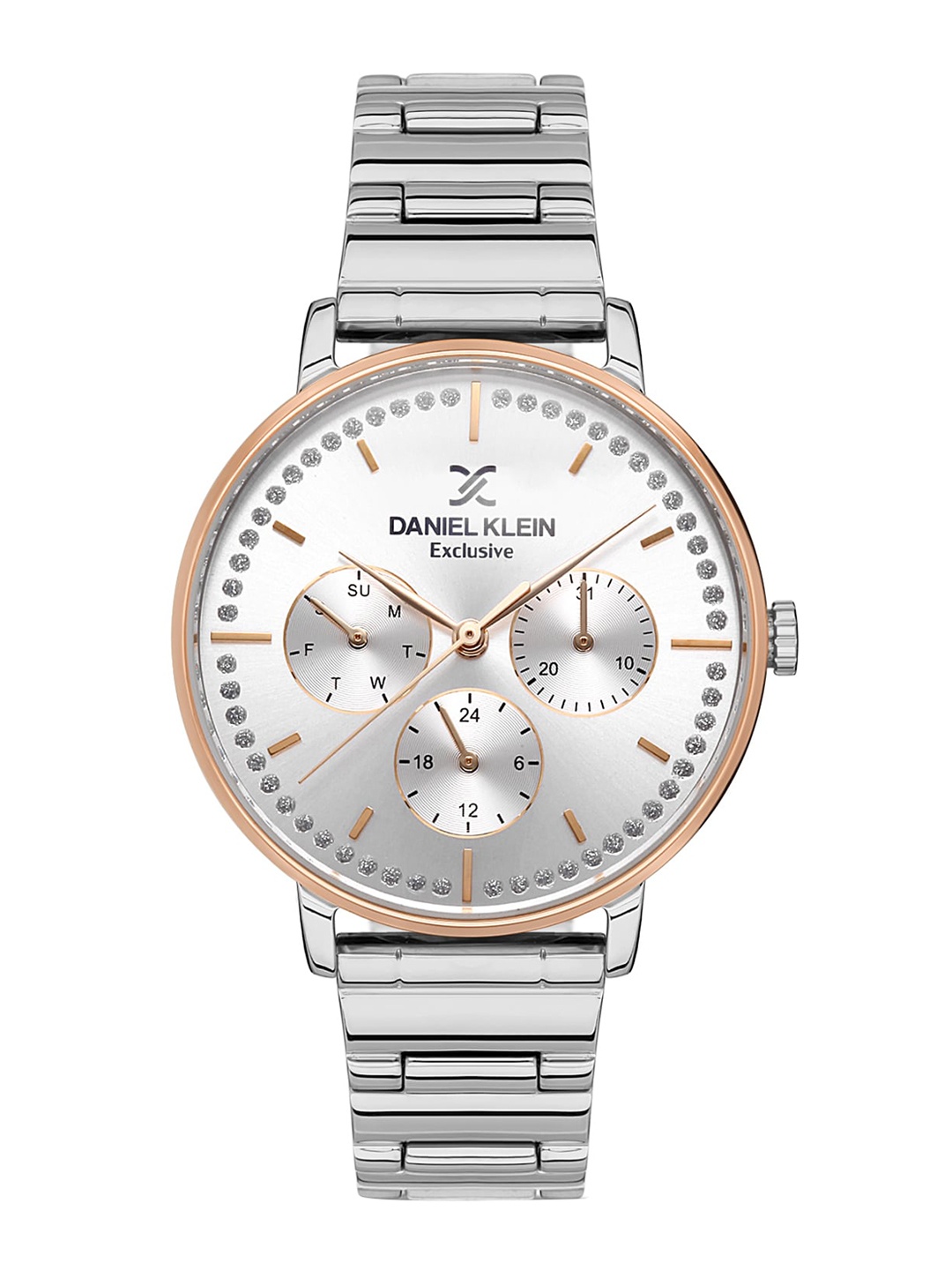 

Daniel Klein Women Embellished Dial Bracelet Straps Analogue Multi Watch DK.1.13415-4, Silver