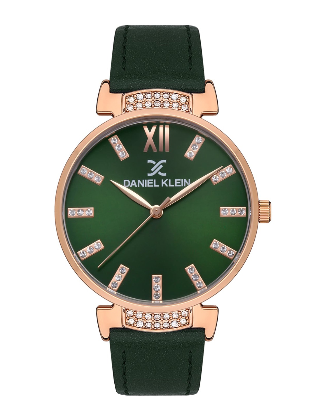 

Daniel Klein Women Embellished Dial & Leather Straps Analogue Watch DK 1 13438-3, Green