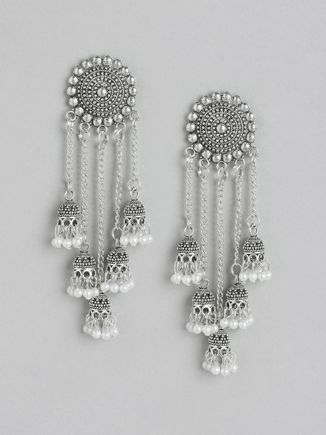 

Rang Gali Oxidised Circular Drop Earrings, Silver