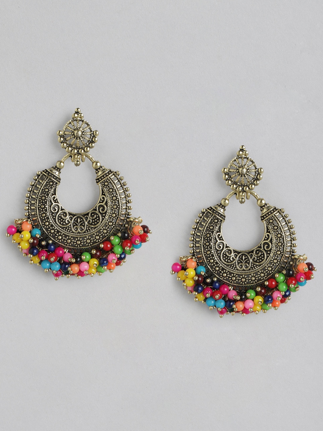 

Rang Gali Enamellled Circular Chandbalis Earrings, Multi