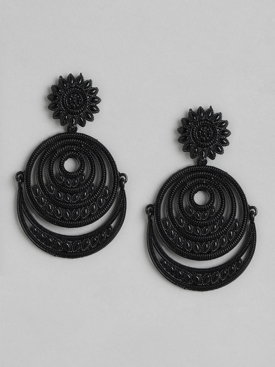 

Rang Gali Oxidised Circular Chandbalis Earrings, Black