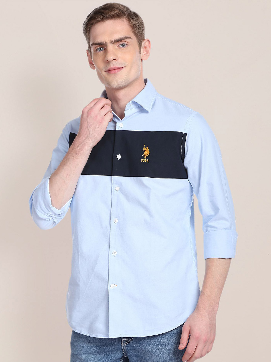 

U.S. Polo Assn. Striped Pure Cotton Casual Shirt, Blue