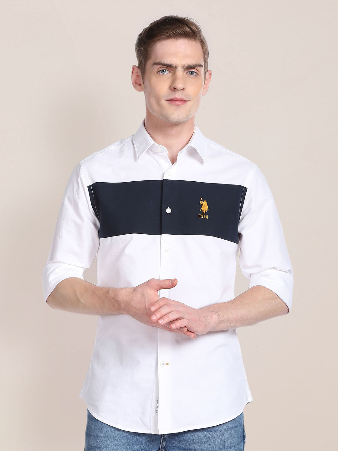 

U.S. Polo Assn. Striped Pure Cotton Casual Shirt, White