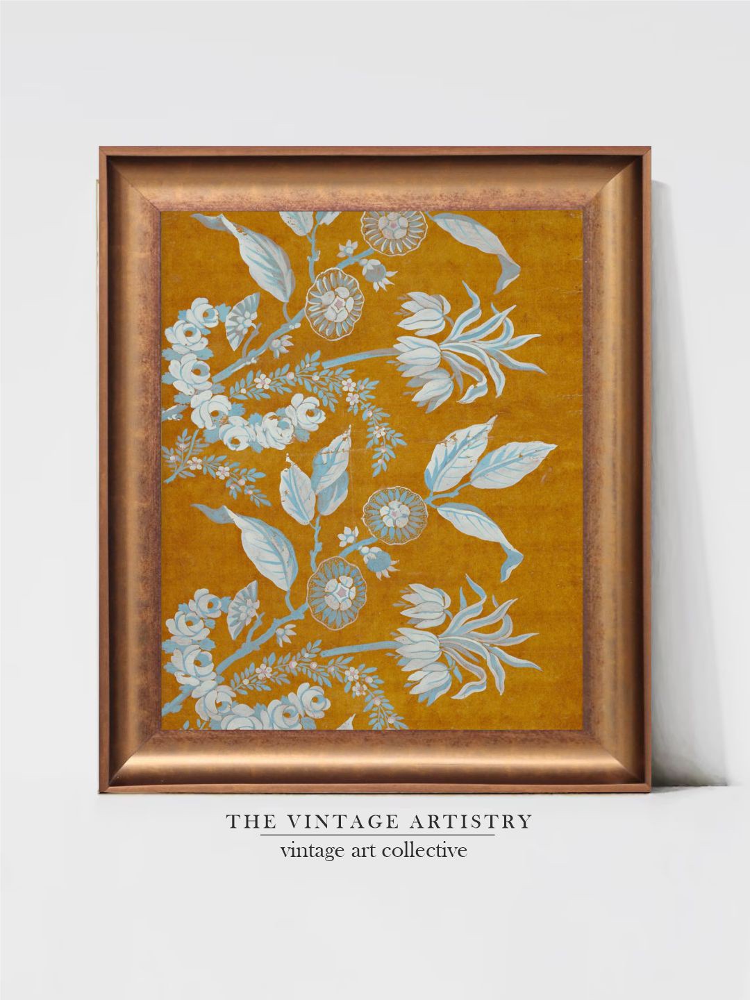 

THE VINTAGE ARTISTRY Brown Boho Floral Antique Framed Wall Art