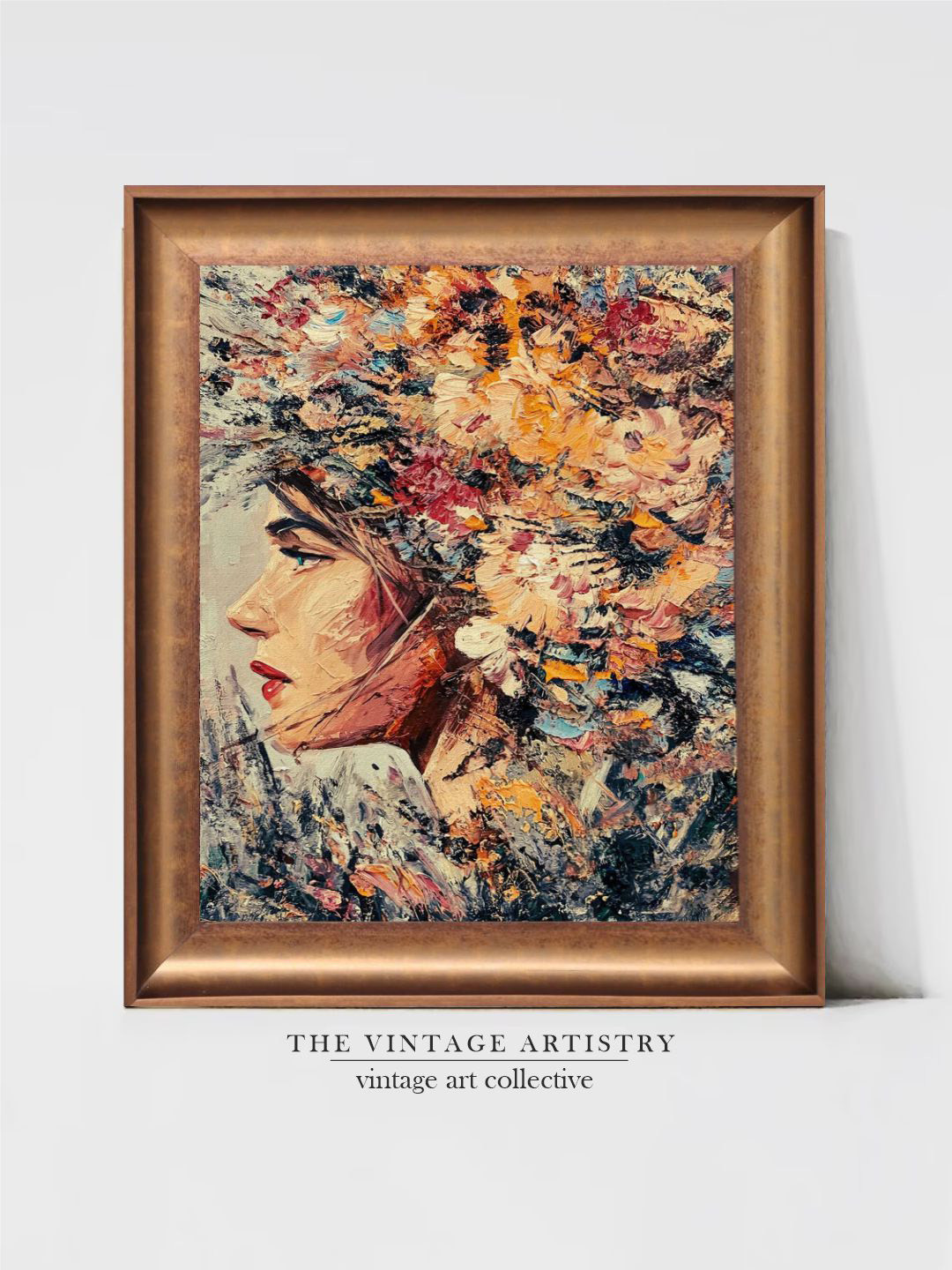 

THE VINTAGE ARTISTRY Brown & Black Vintage Woman Wooden Framed Wall Art