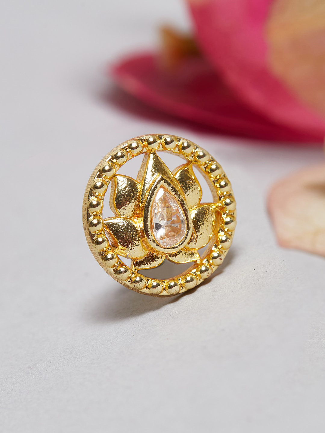 

Voylla Gold-Plated Stone-Studded Floral Nosepin