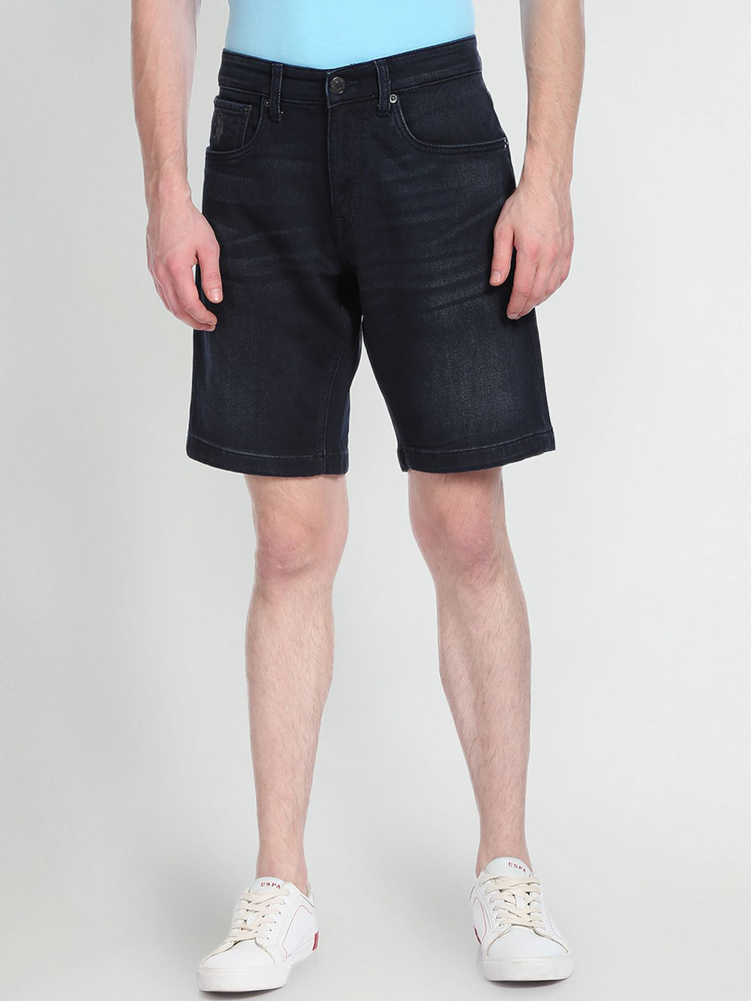 

U.S. Polo Assn. Denim Co. Men Mid-Rise Slim Fit Denim Shorts, Black