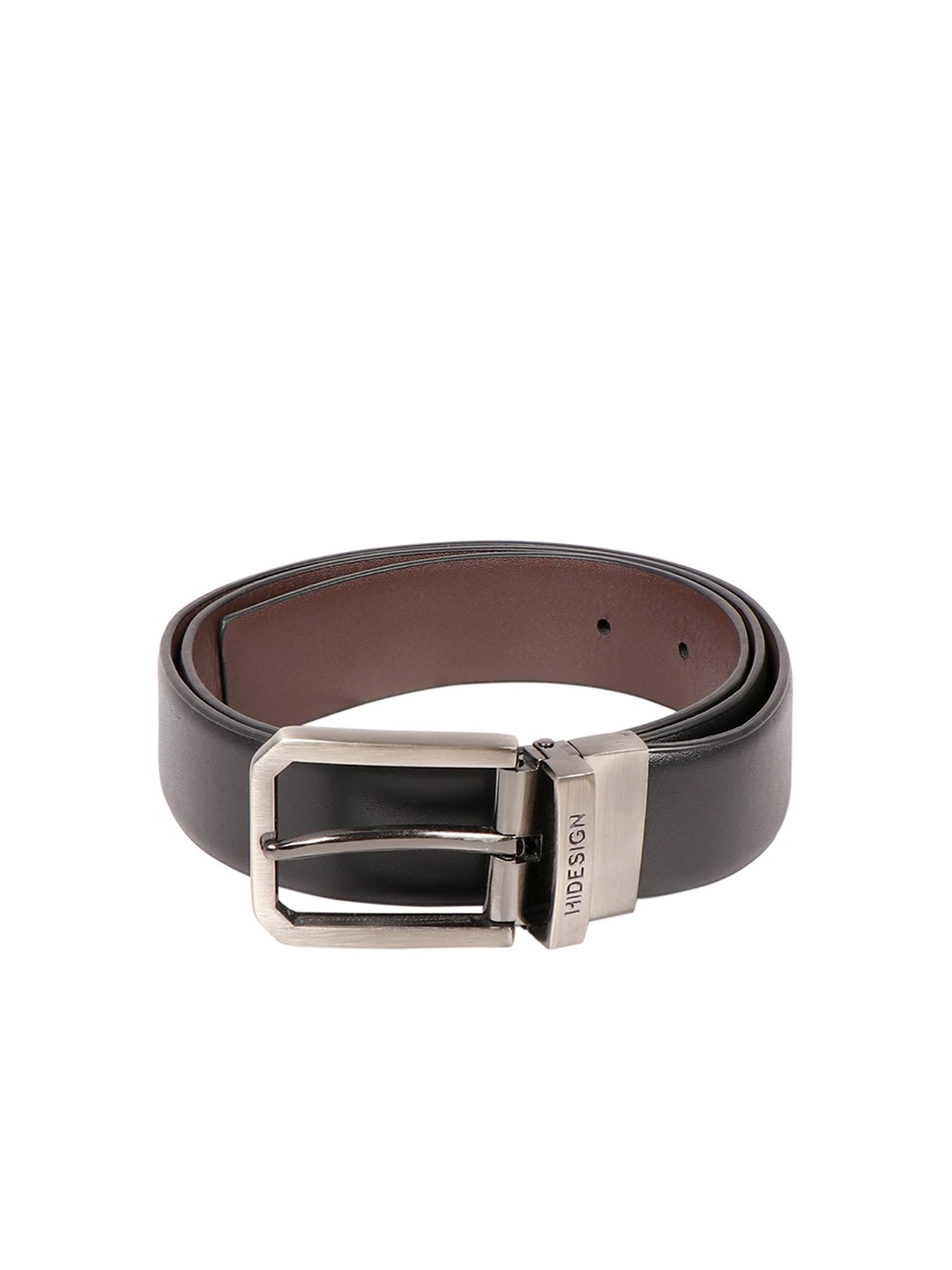 

Hidesign Men Tang Closure Textured Reversible Leather Formal Belt, Black