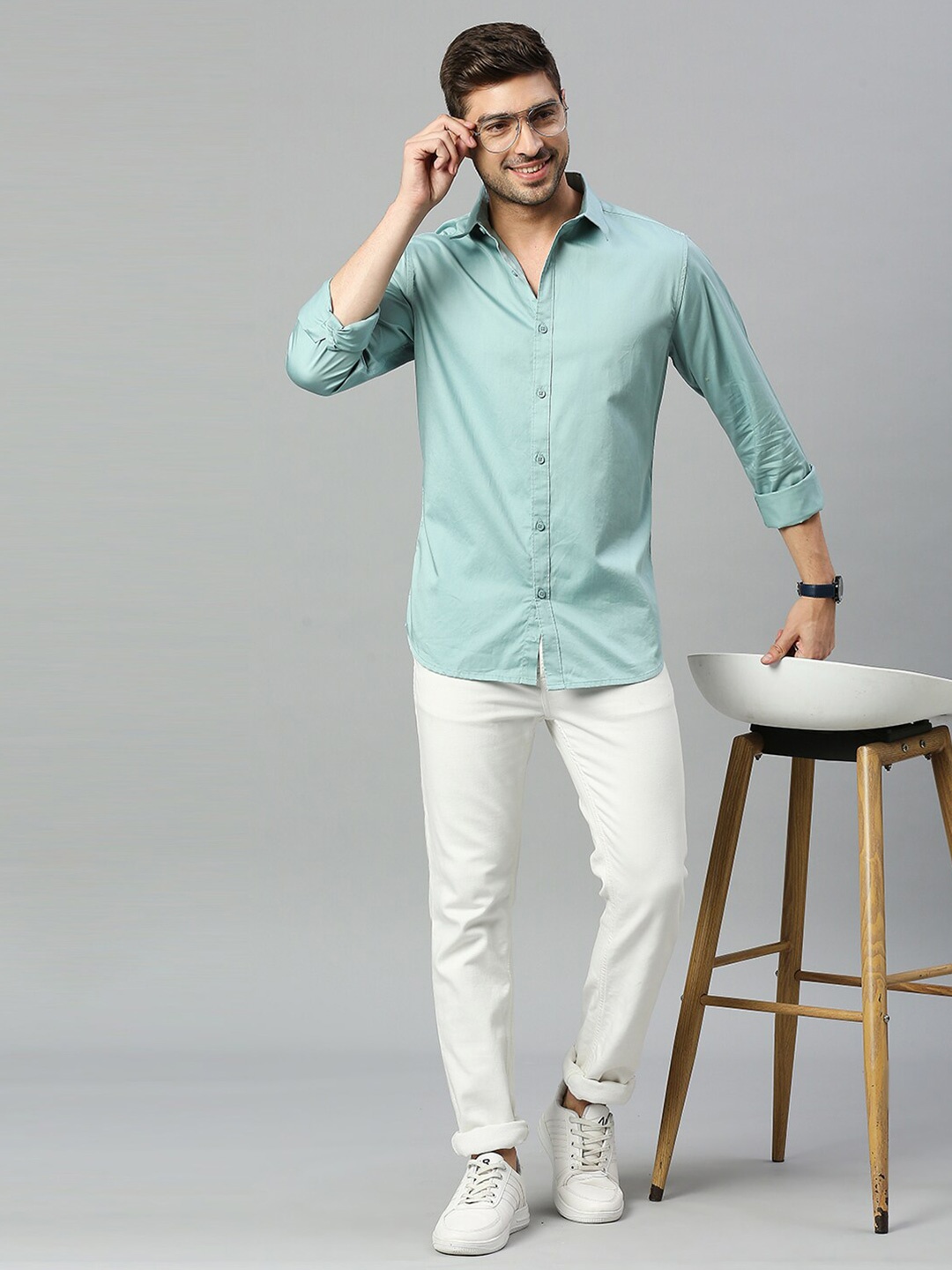 

Harvard Classic Fit Opaque Casual Pure Cotton Shirt, Green