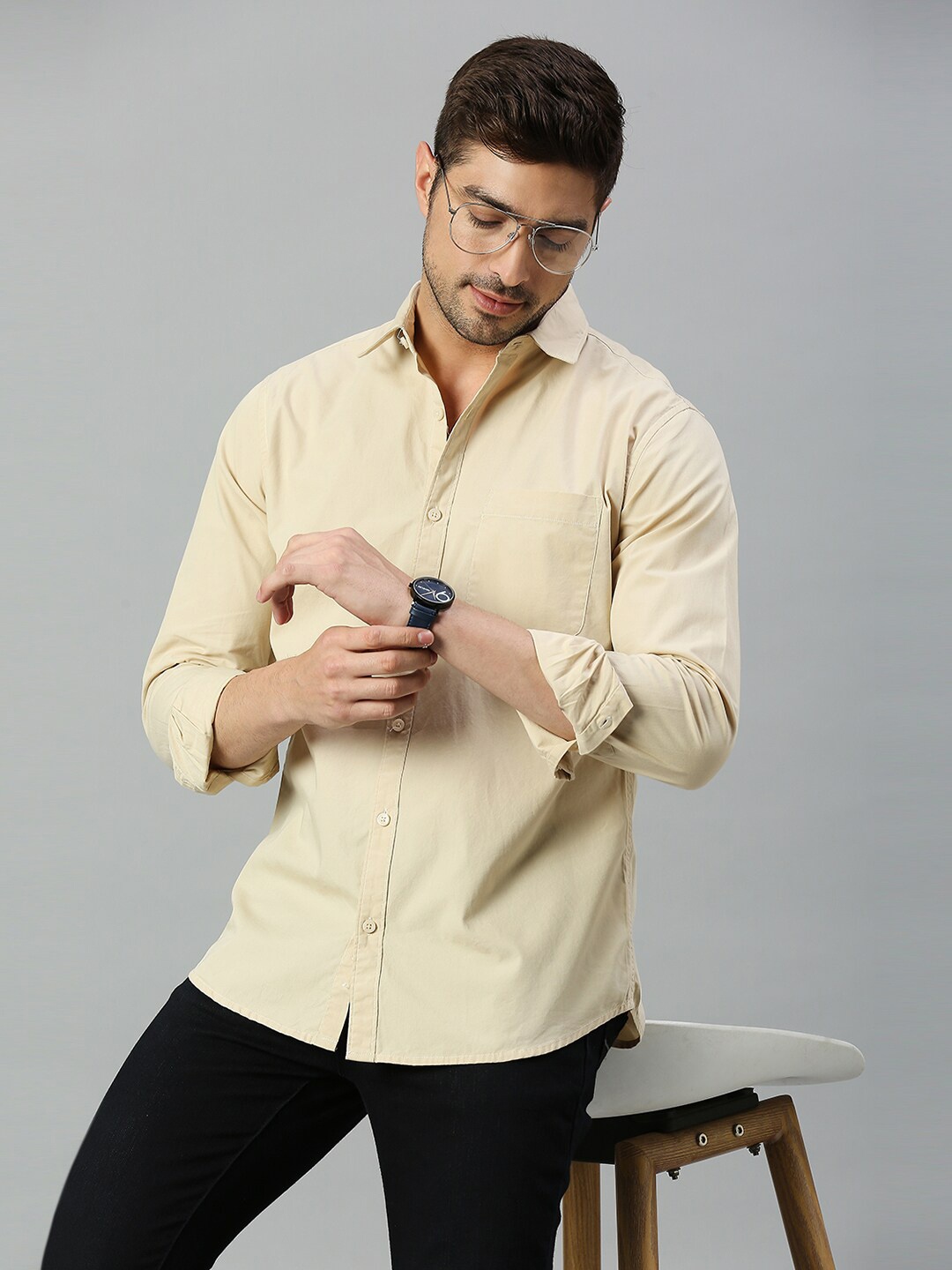 

Harvard Classic Slim Fit Pure Cotton Casual Shirt, Beige