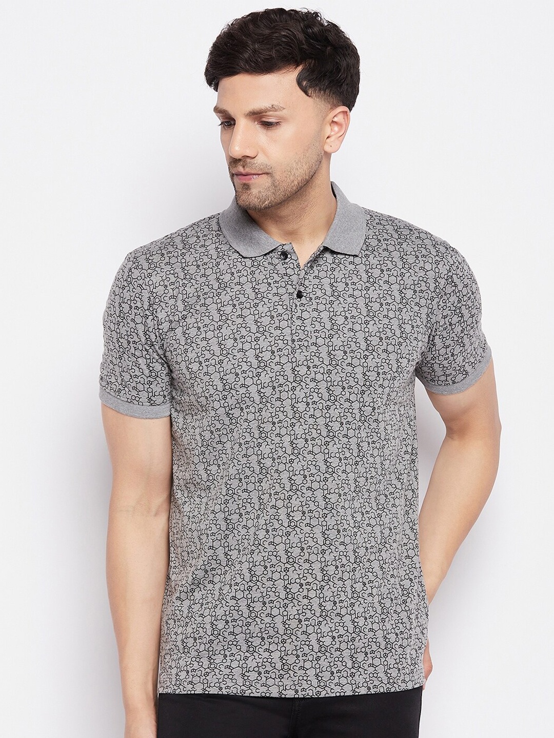 

WILD WEST Conversational Printed Polo Collar T-shirt, Grey