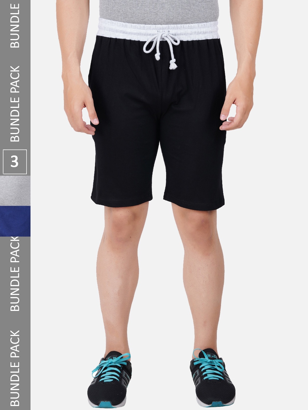 

PRIDE APPAREL Men Pack Of 3 Antimicrobial Technology pure Cotton Sports Shorts, Black