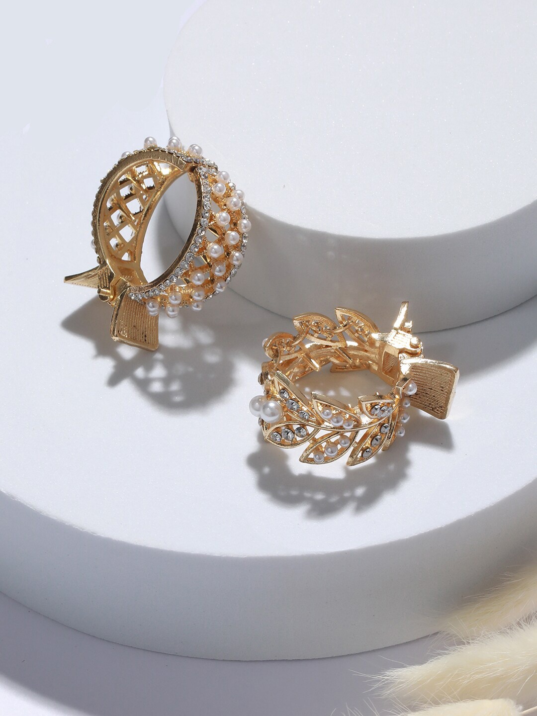 

Jazz and Sizzle Women Set Of 2 Embellished Claw Clip, Gold