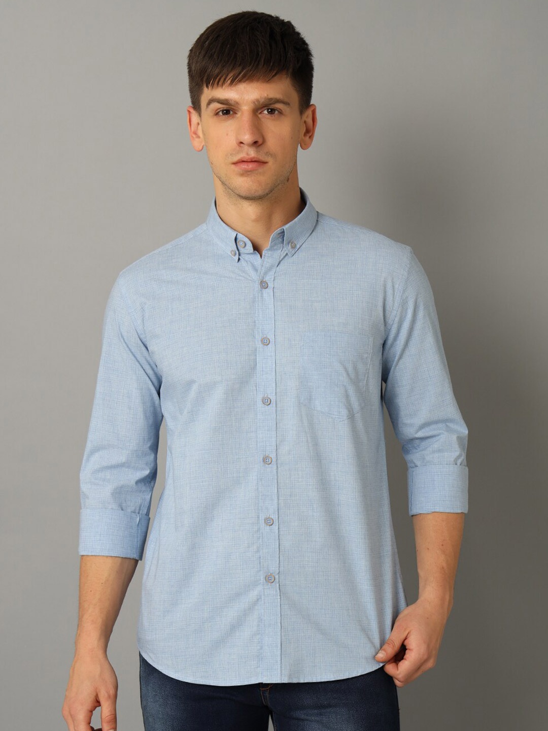 

YOVISH Smart Checked Cotton Casual Shirt, Blue