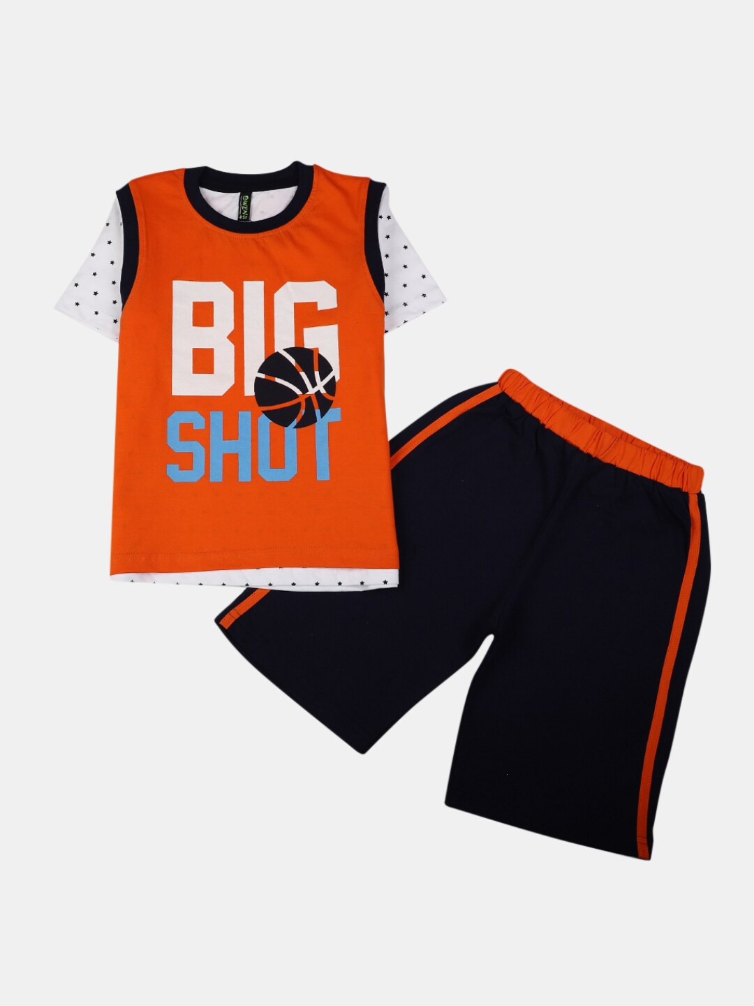 

V-Mart Kids Printed T-shirt with Shorts, Orange