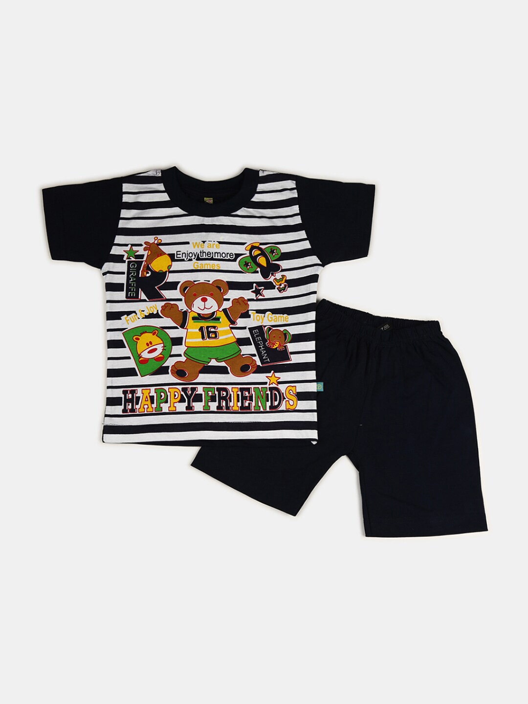

V-Mart Boys Printed Pure Cotton T-shirt with Shorts, Navy blue