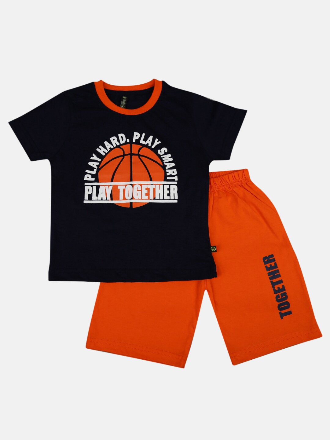 

V-Mart Boys Printed Pure Cotton T-shirt with Shorts, Navy blue