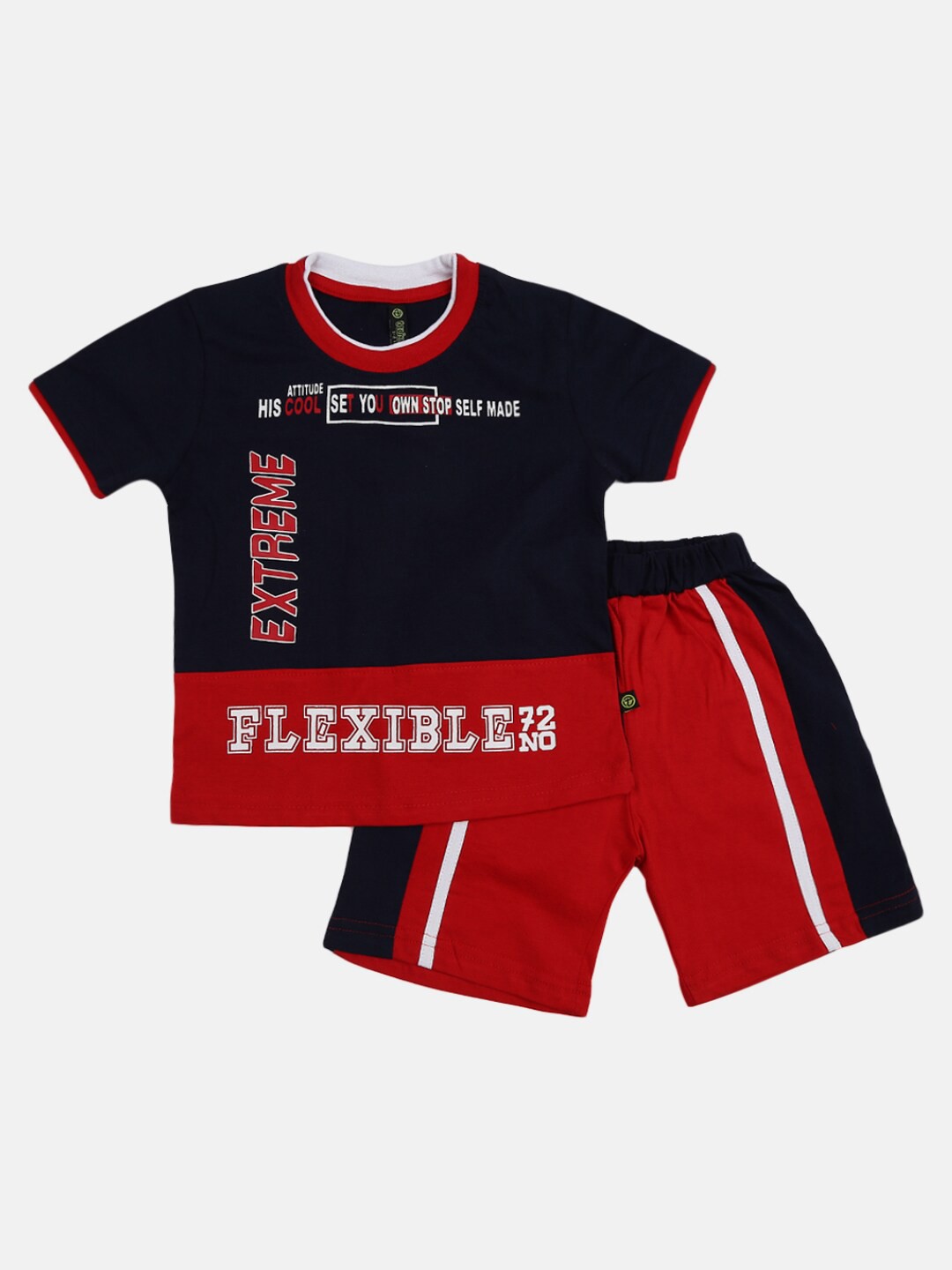 

V-Mart Kids Printed T-shirt with Shorts, Navy blue