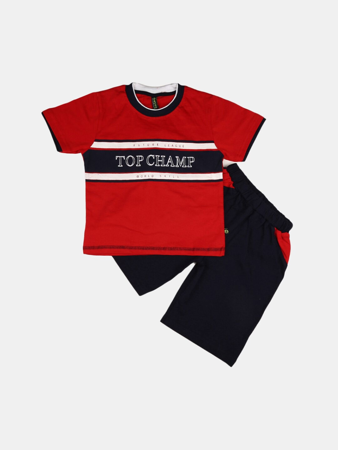 

V-Mart Boys Printed Pure Cotton T-shirt With Shorts Set, Red