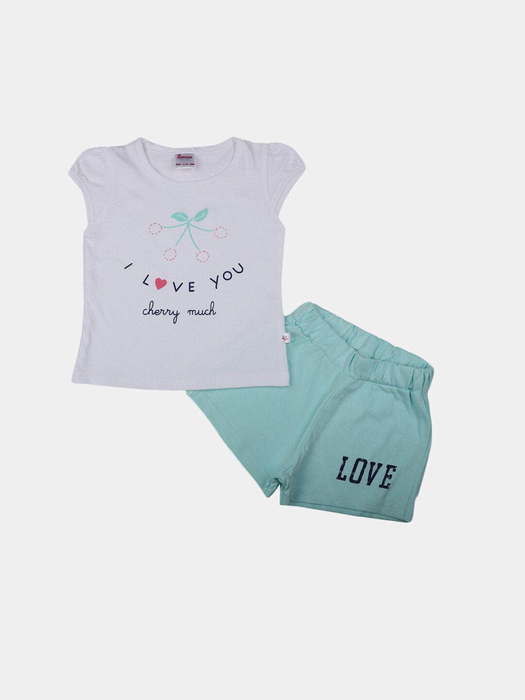 

V-Mart Girls Printed Pure Cotton Round Neck T-shirt with Shorts Clothing Set, Grey